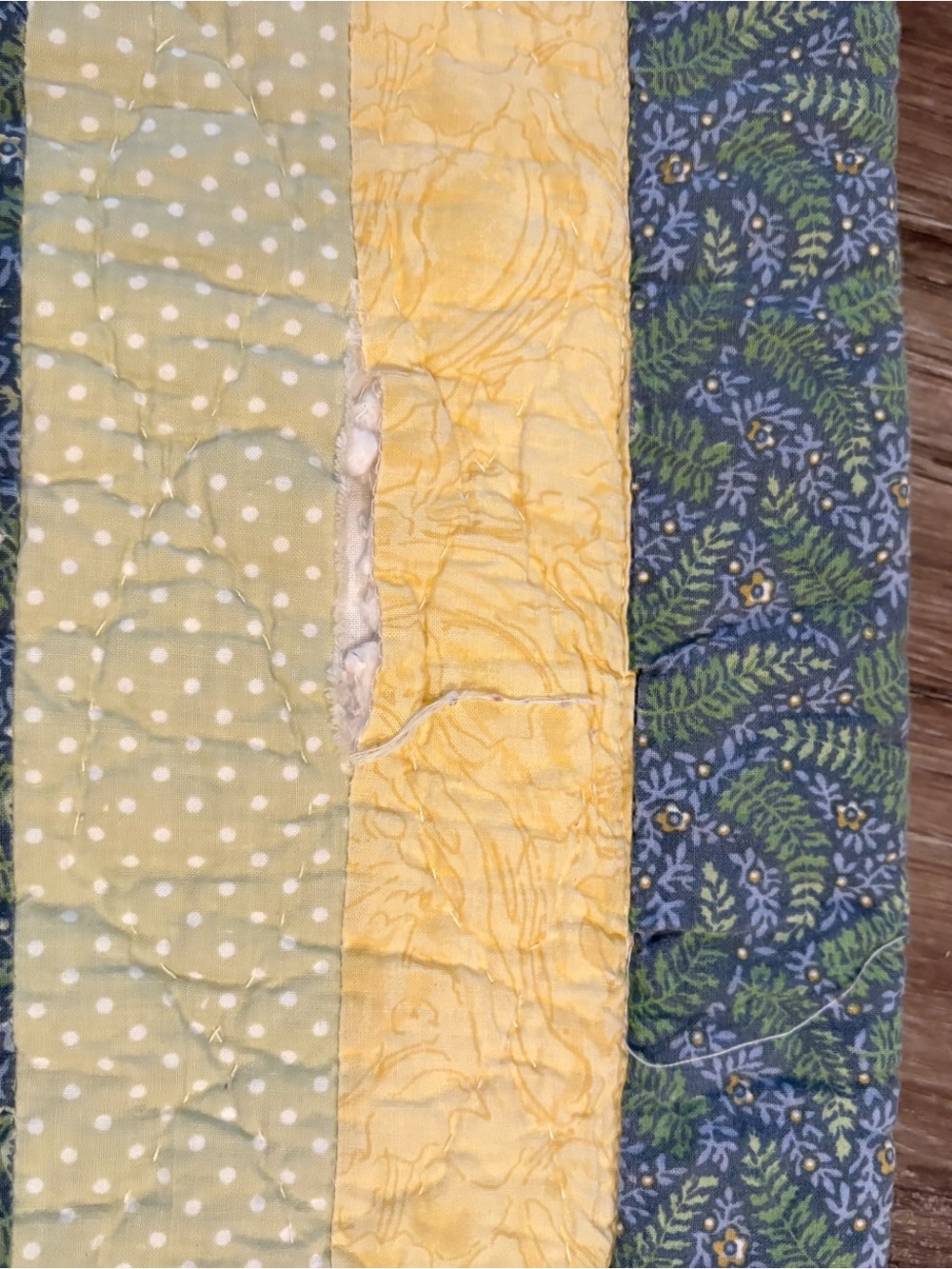Handmade Yellow & Blue Floral Patchwork Quilt Standard pillow cases - Picture 3 of 3
